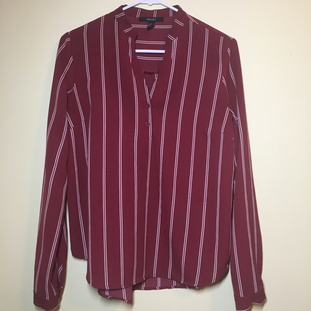 Red Striped Formal Blouse